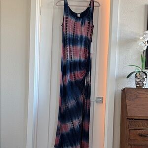VENUS Navy & Rose Tie-Dye Sleeveless Maxi Dress